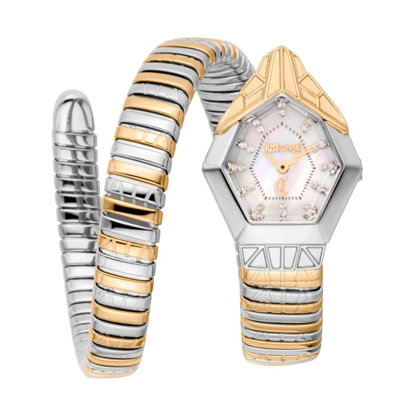 Just Cavalli Signature Snake Gemma Ladies Fashion Watch - Two Tones YG MOP JC1L358M0065 main image