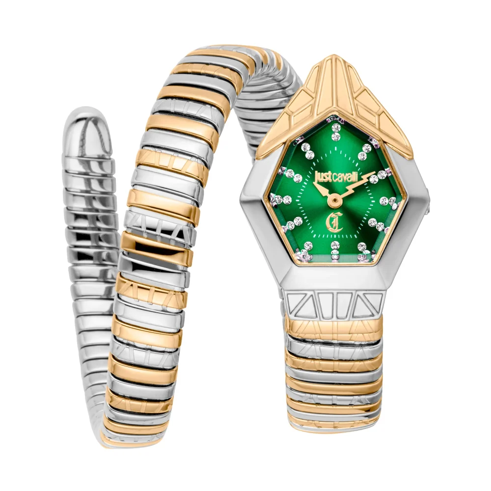 Just Cavalli Signature Snake Gemma Ladies Fashion Watch - Two Tones YG Green JC1L358M0075 main image