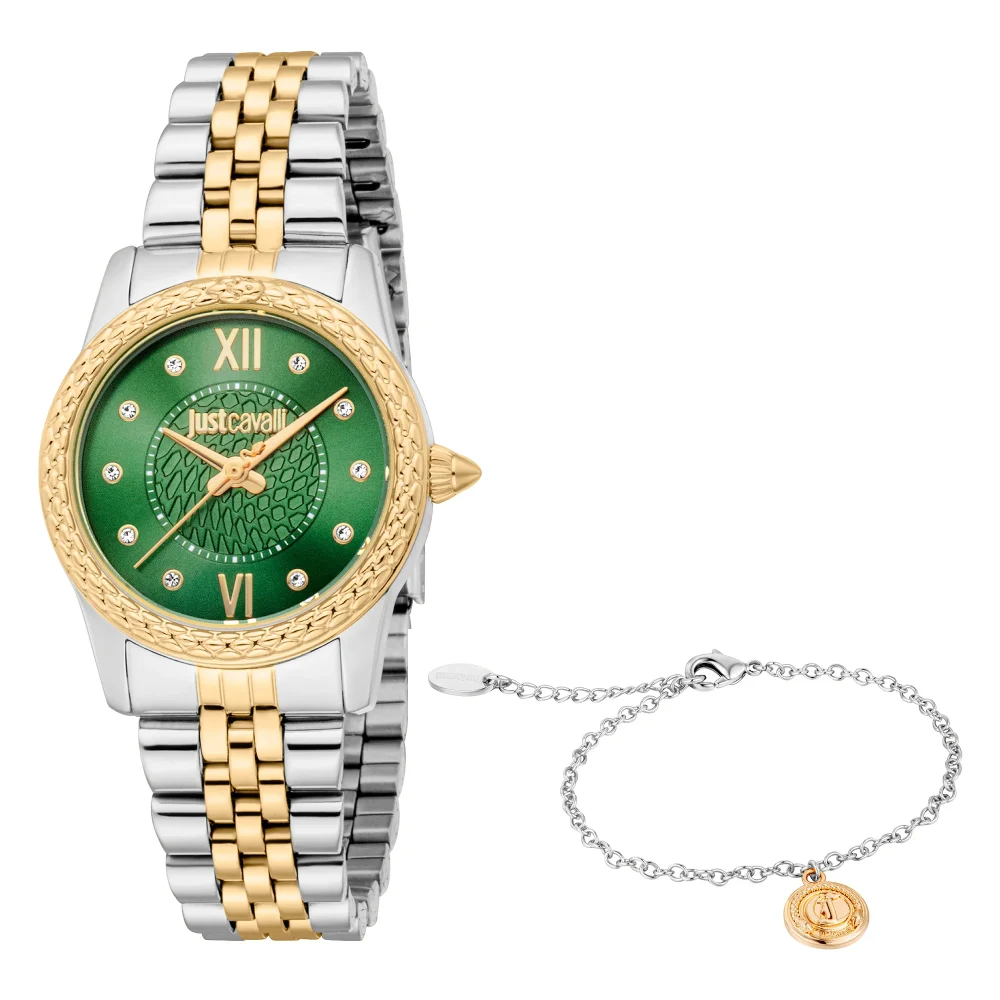 Just Cavalli SET Sublime Animalier Ladies Fashion Watch - Two Tones YG Green JC1L360M0085 main image