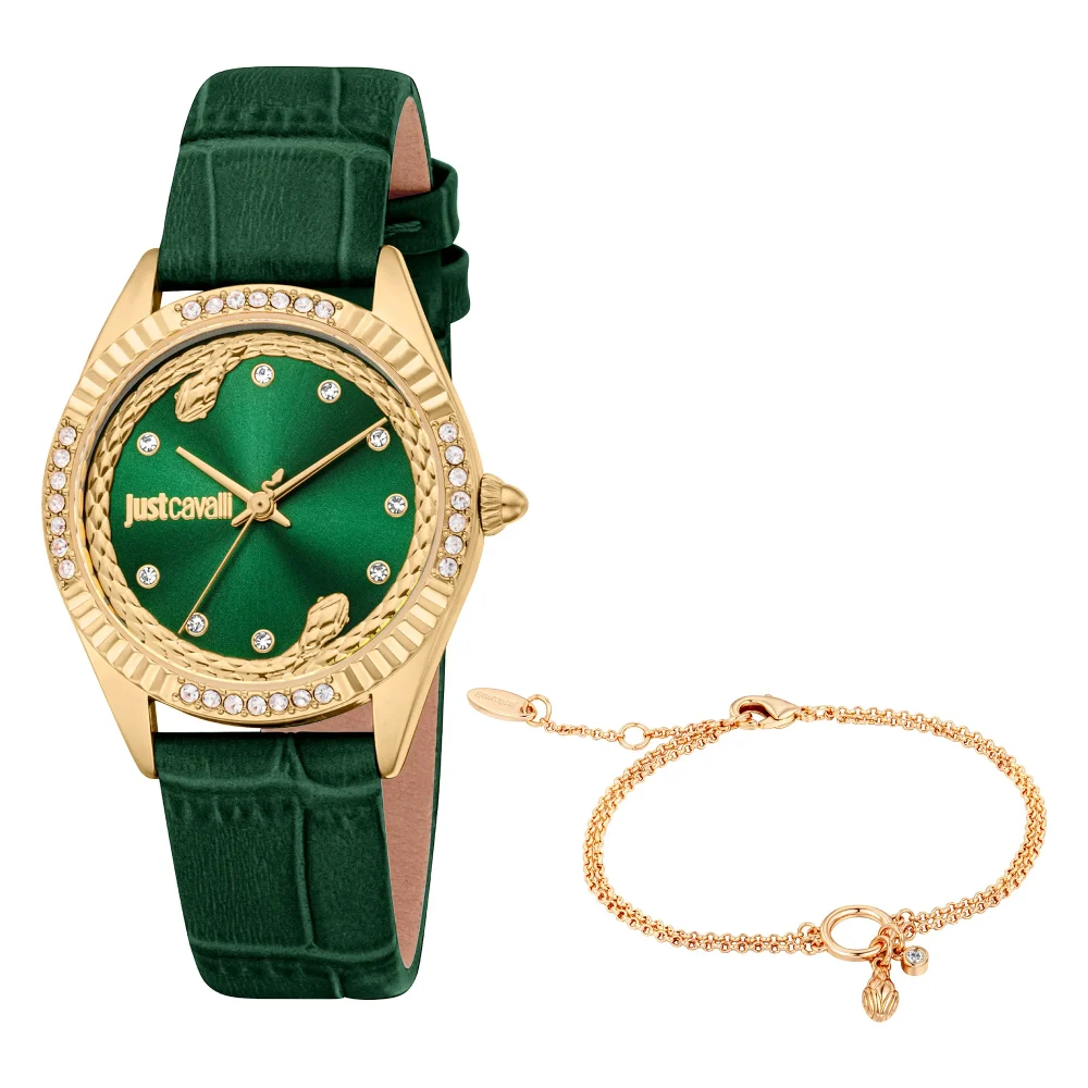 Just Cavalli SET Vittoria Glam Ladies Fashion Watch - Leather Green YG JC1L361L0025 main image