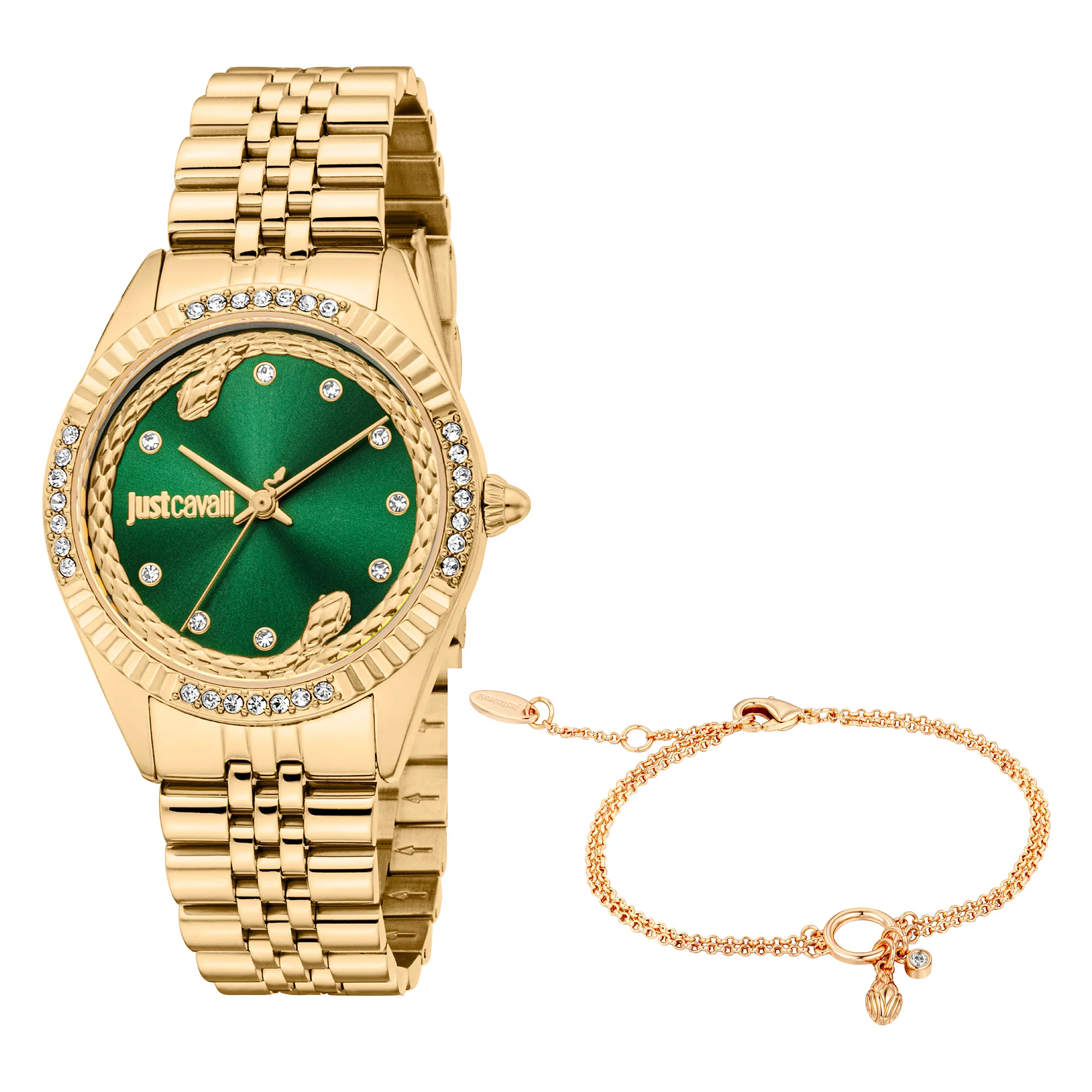 Just Cavalli SET Vittoria Glam Ladies Fashion Watch - Yellow Gold Green JC1L361M0065 main image