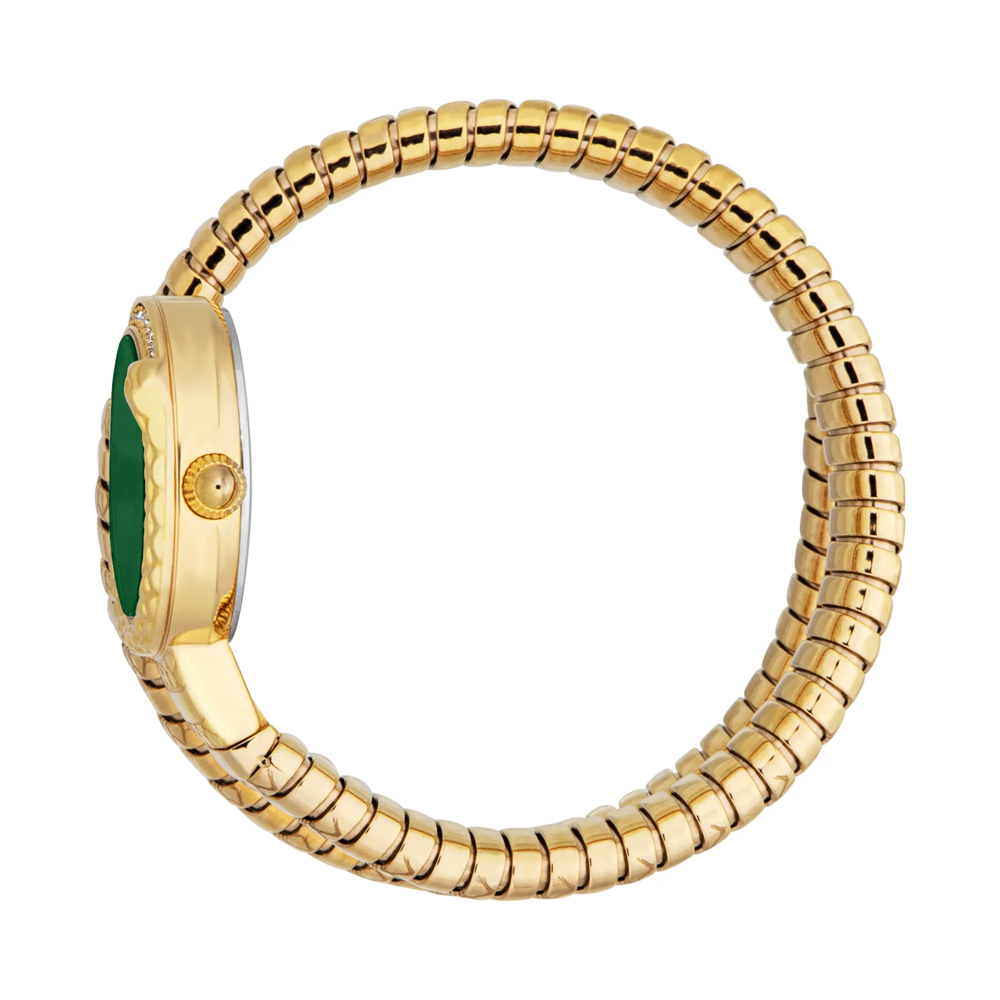 Just Cavalli Signature Snake Cerchio Snake Ladies Fashion Watch - Yellow Gold Bottle Green JC1L301M0035 video360