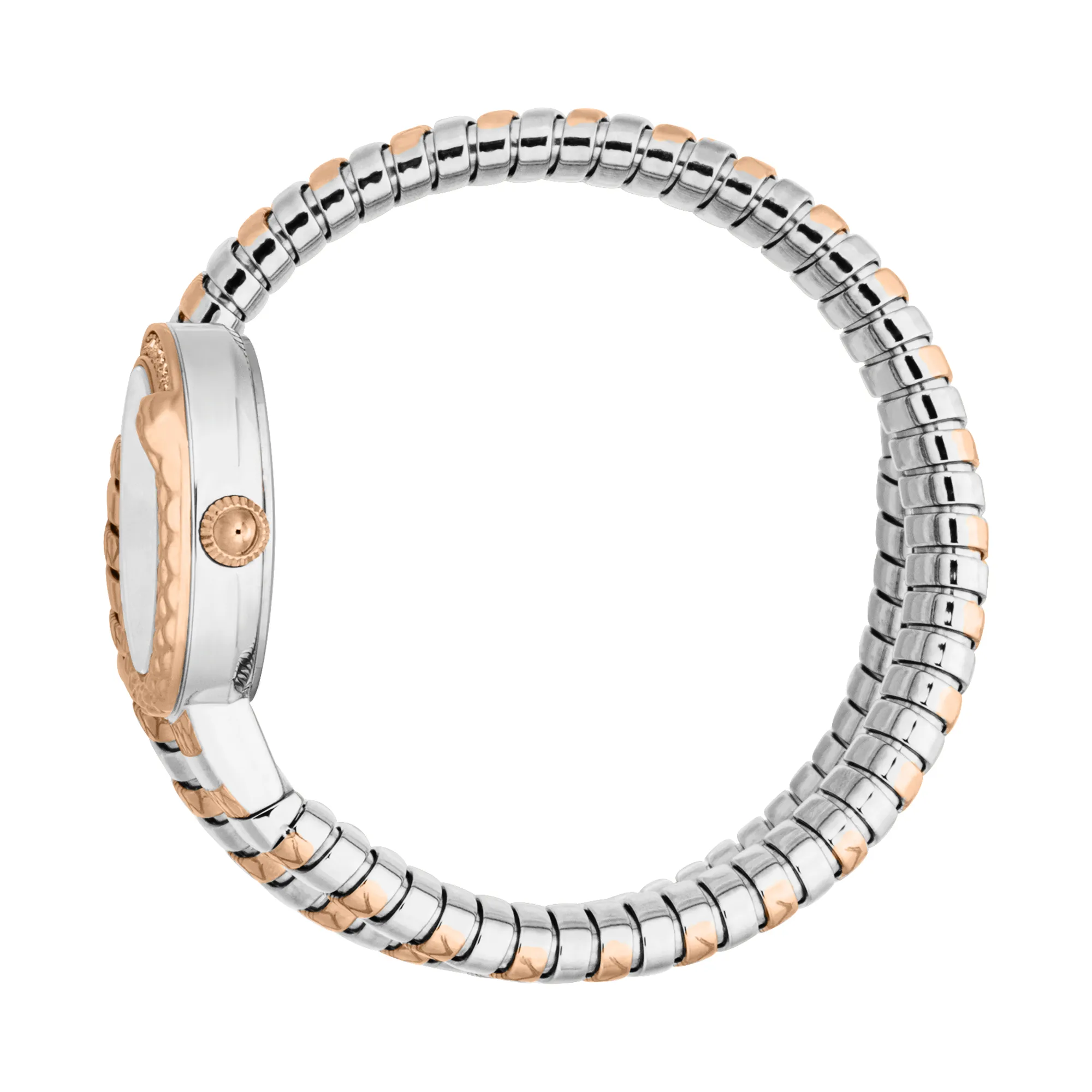 Just Cavalli Signature Snake Cerchio Snake Ladies Fashion Watch - Two Tones RG Silver Grey JC1L301M0075 video360