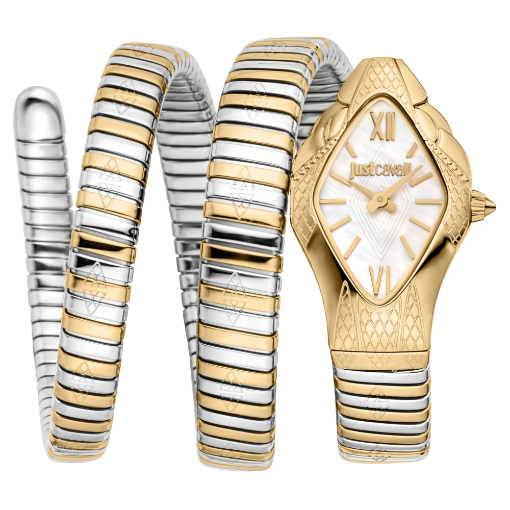 Just Cavalli Signature Snake Cristallo Ladies Fashion Watch - Two Tones YG Silver MOP JC1L307M0055 main image
