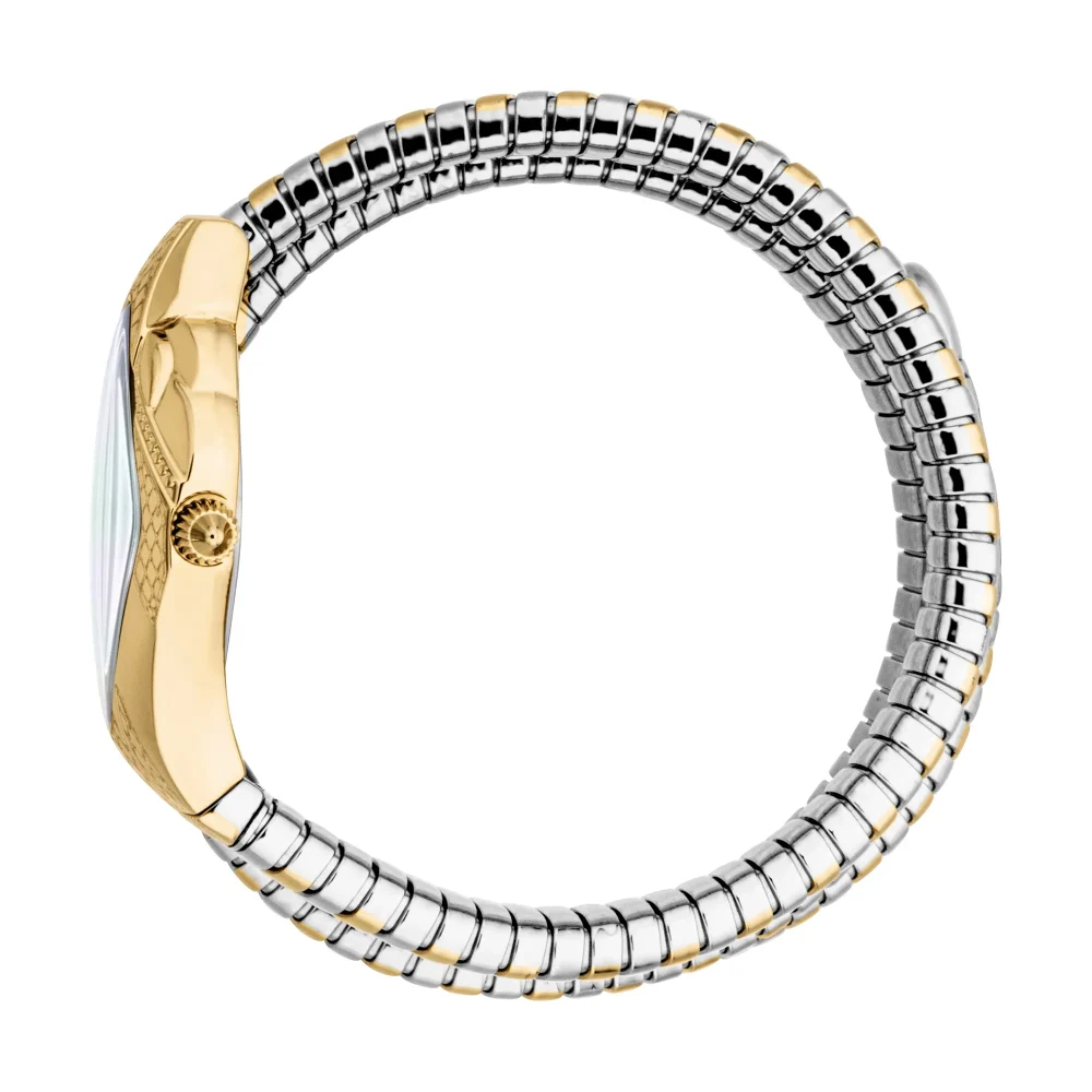 Just Cavalli Signature Snake Cristallo Ladies Fashion Watch - Two Tones YG Silver MOP JC1L307M0055 video360