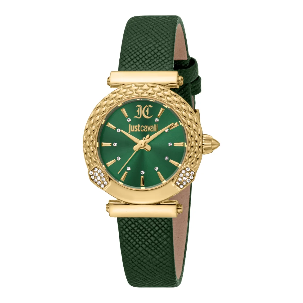 Just Cavalli Animalier Mistero Snake Ladies Fashion Watch - Leather Yellow Gold Green JC1L332L0325 main image
