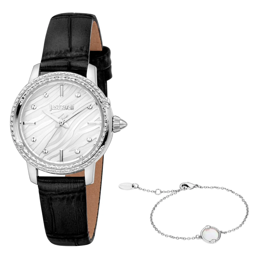 Just Cavalli Animalier Euforia Snake Ladies Fashion Watch - Leather Black Silver JC1L336L0015 main image
