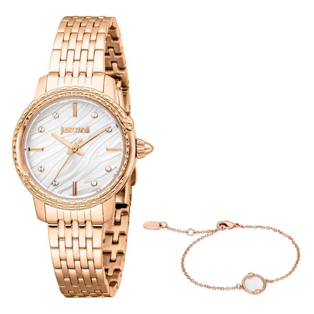 Just Cavalli Animalier Euforia Snake Ladies Fashion Watch - Rose Gold Silver JC1L336M0075 main image
