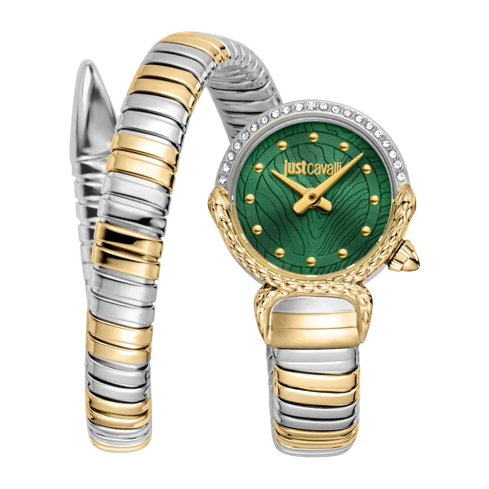 Just Cavalli Signature Snake Radiosa Ladies Fashion Watch - Two Tones YG Silver Green JC1L350M0065 main image