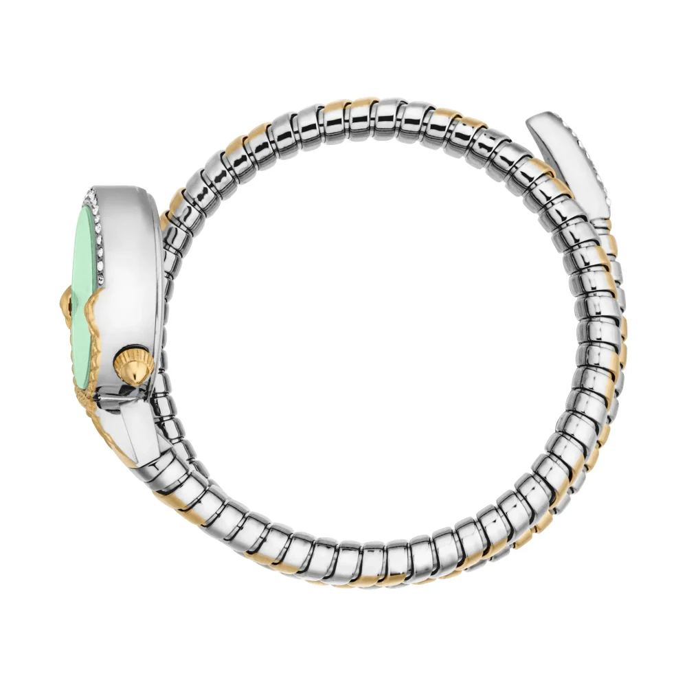 Just Cavalli Signature Snake Radiosa Ladies Fashion Watch - Two Tones YG Silver Green JC1L350M0065 video360