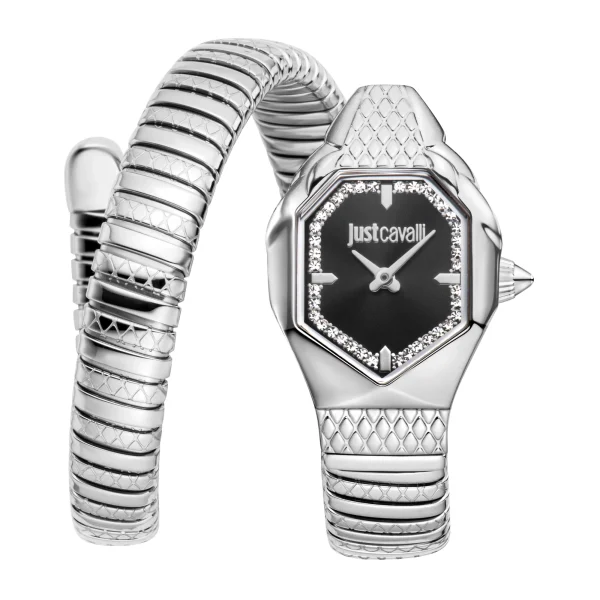 Just Cavalli Signature Snake Aria Ladies Fashion Watch - Silver Black JC1L369M0025 main image