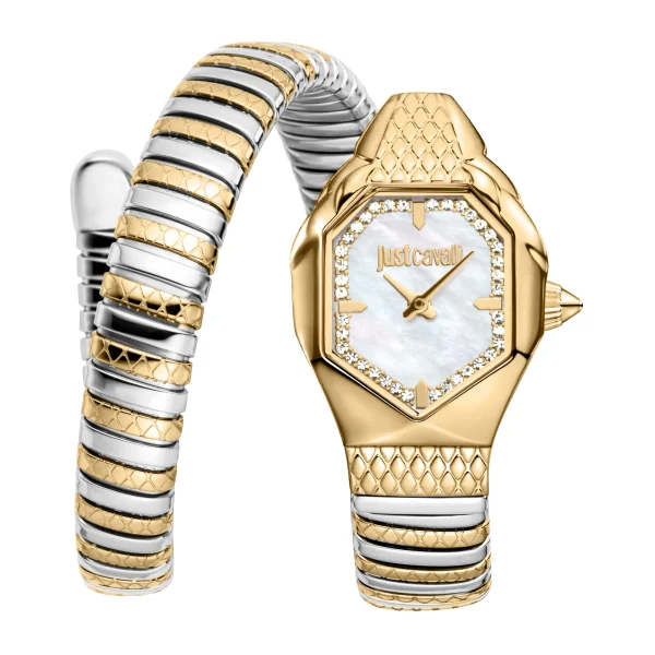 Just Cavalli Signature Snake Aria Ladies Fashion Watch - Two Tones YG Silver MOP JC1L369M0065 main image
