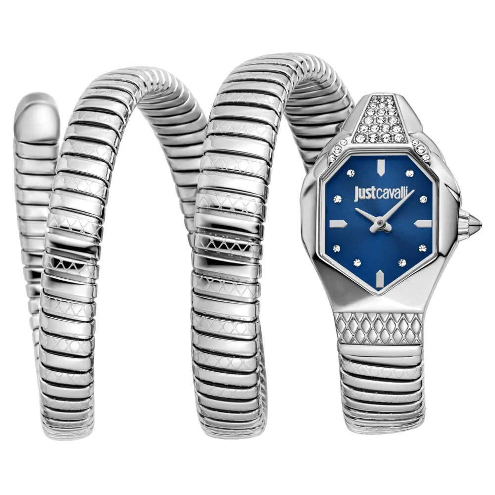 Just Cavalli Signature Snake Ambra Ladies Fashion Watch - Silver Night blue JC1L370M0025 main image