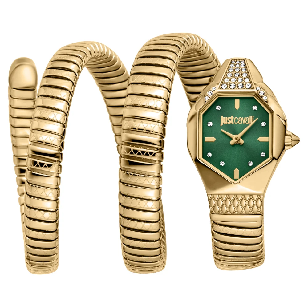 Just Cavalli Signature Snake Ambra Ladies Fashion Watch - Yellow Gold Green JC1L370M0035 main image