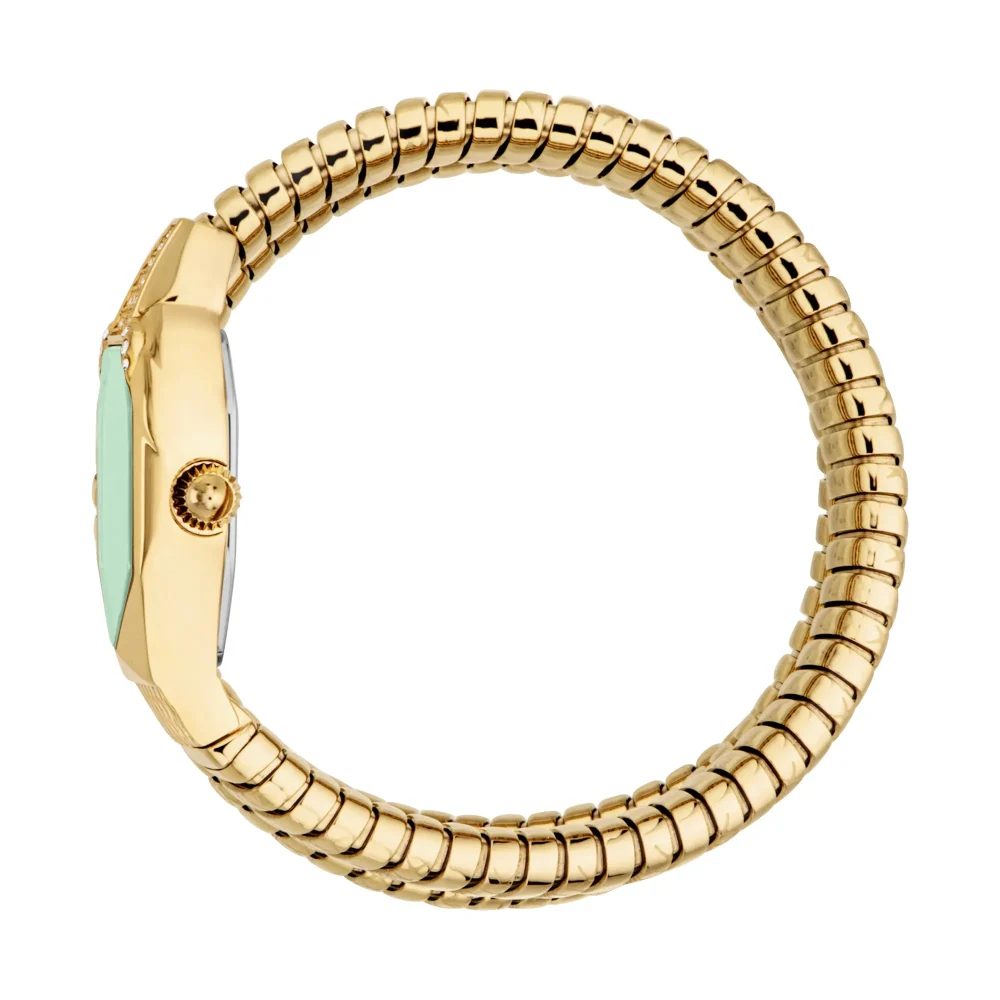 Just Cavalli Signature Snake Ambra Ladies Fashion Watch - Yellow Gold Green JC1L370M0035 video360