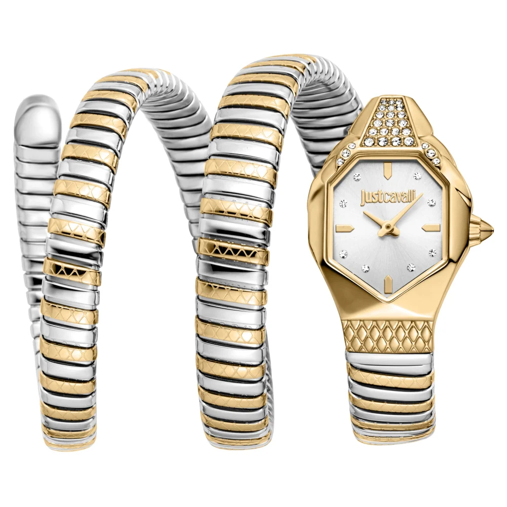 Just Cavalli Signature Snake Ambra Ladies Fashion Watch - Two Tones YG Silver JC1L370M0055 main image