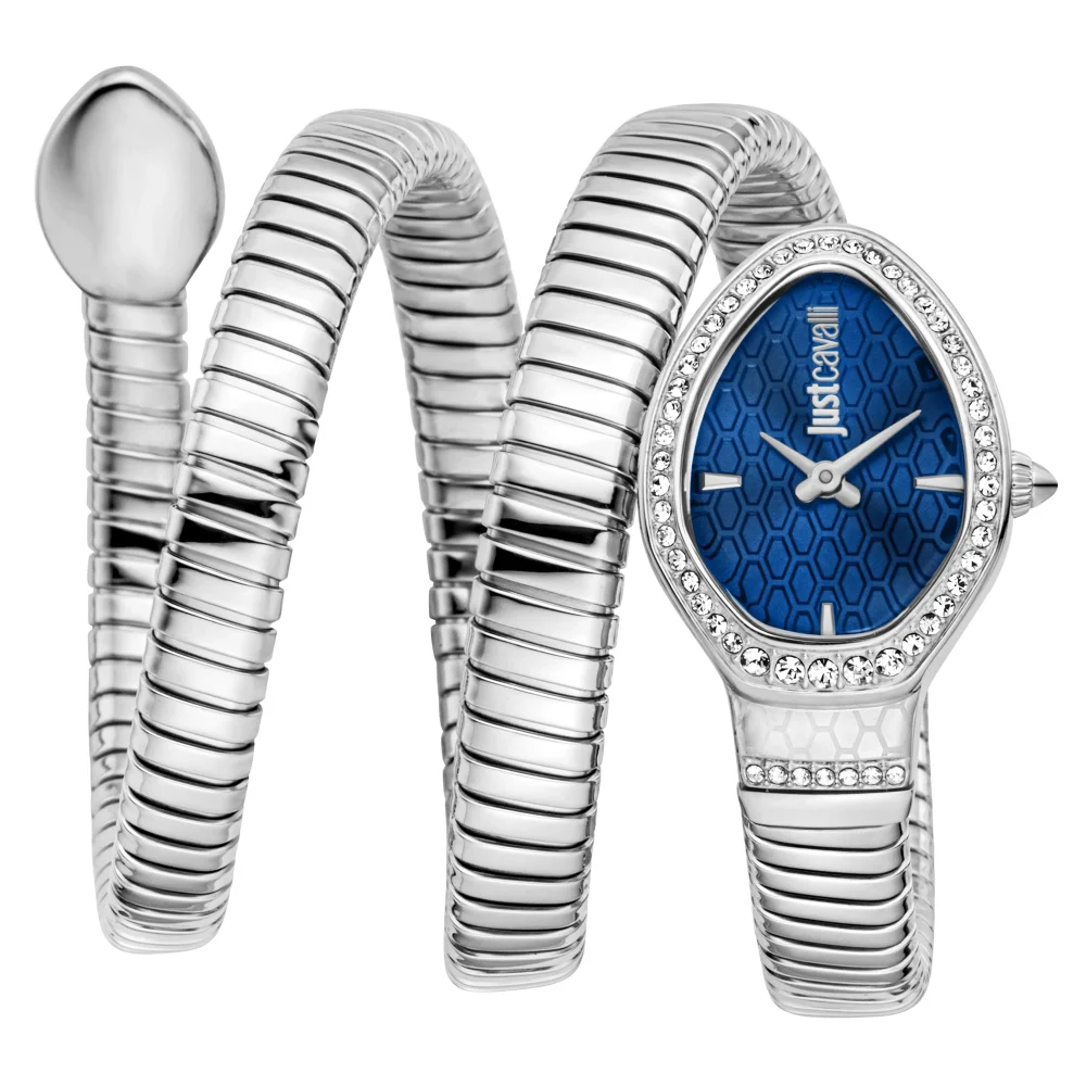 Just Cavalli Signature Snake Carezza Ladies Fashion Watch - Silver Night blue JC1L372M0015 main image