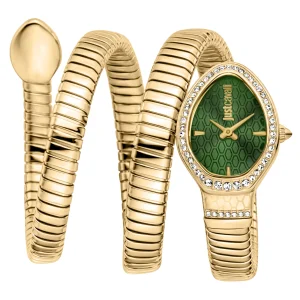 Just Cavalli Signature Snake Carezza Ladies Fashion Watch - Yellow Gold Green JC1L372M0035 main image