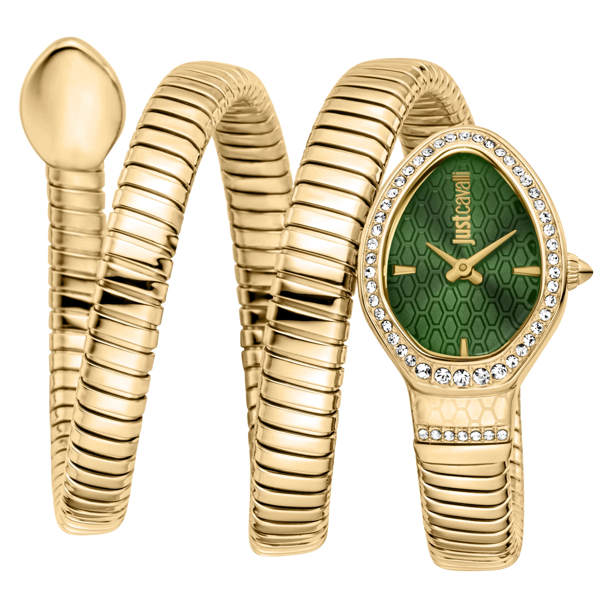 新品タグ付き　Just Cavalli ゴールドスパンコールドレス 38 M Carezza Yellow Gold Green - Just Cavalli Watches