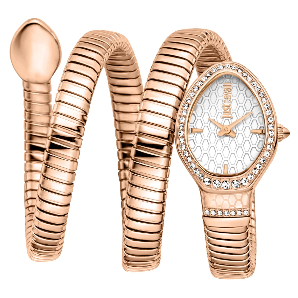 Just Cavalli Signature Snake Carezza Ladies Fashion Watch - Rose Gold Silver JC1L372M0045 main image