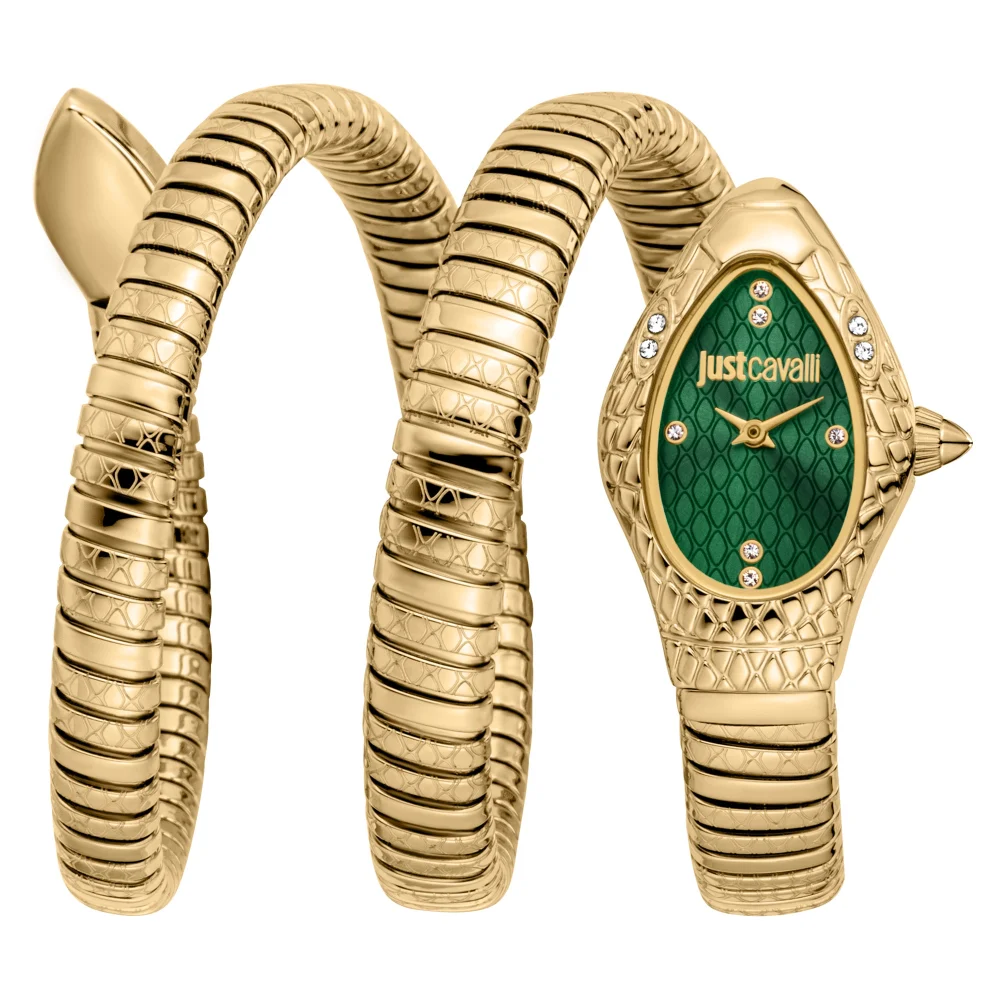 Just Cavalli Signature Snake Aurela Ladies Fashion Watch - Yellow Gold Green JC1L374M0035 main image