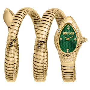 Just Cavalli Signature Snake Aurela Ladies Fashion Watch - Yellow Gold Green JC1L374M0035 main image
