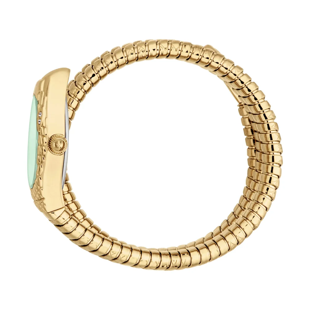 Just Cavalli Signature Snake Aurela Ladies Fashion Watch - Yellow Gold Green JC1L374M0035 video360