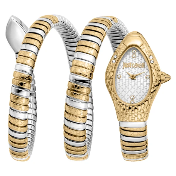 Just Cavalli Signature Snake Aurela Ladies Fashion Watch - Two Tones YG Silver JC1L374M0055 main image