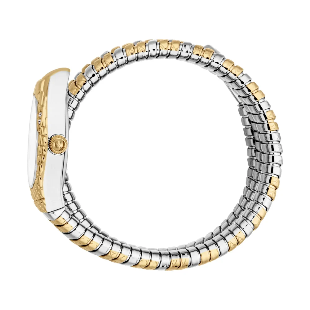 Just Cavalli Signature Snake Aurela Ladies Fashion Watch - Two Tones YG Silver JC1L374M0055 video360