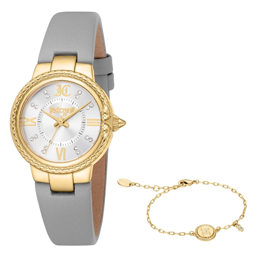 Just Cavalli Animalier Primavera Snake Ladies Fashion Watch - Leather Light Grey Silver JC1L378L0015 main image