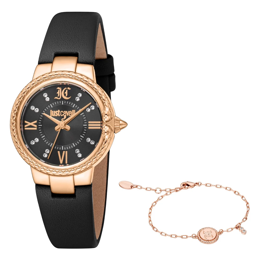 Just Cavalli Animalier Primavera Snake Ladies Fashion Watch - Leather Black JC1L378L0025 main image