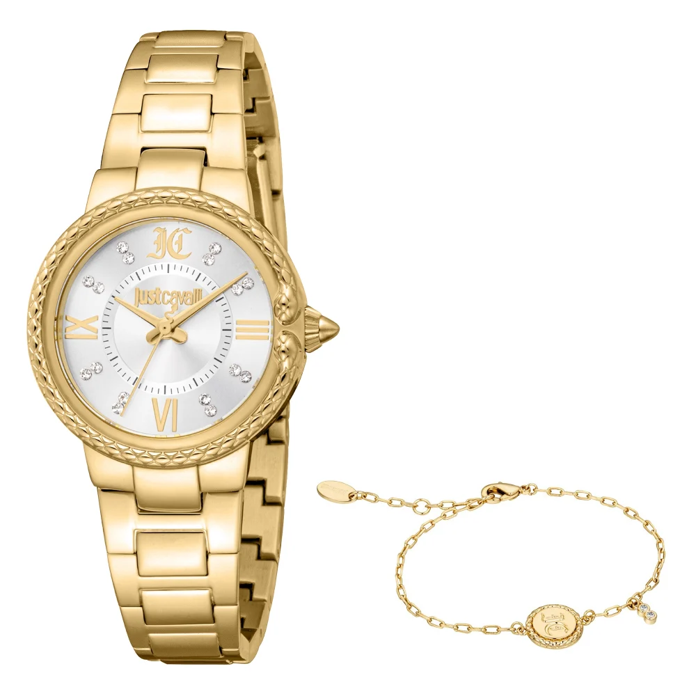 Just Cavalli Animalier Primavera Snake Ladies Fashion Watch - Yellow Gold Silver JC1L378M0045 main image