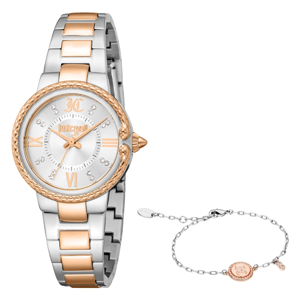 Just Cavalli Animalier Primavera Snake Ladies Fashion Watch - Two Tones RG Silver JC1L378M0085 main image